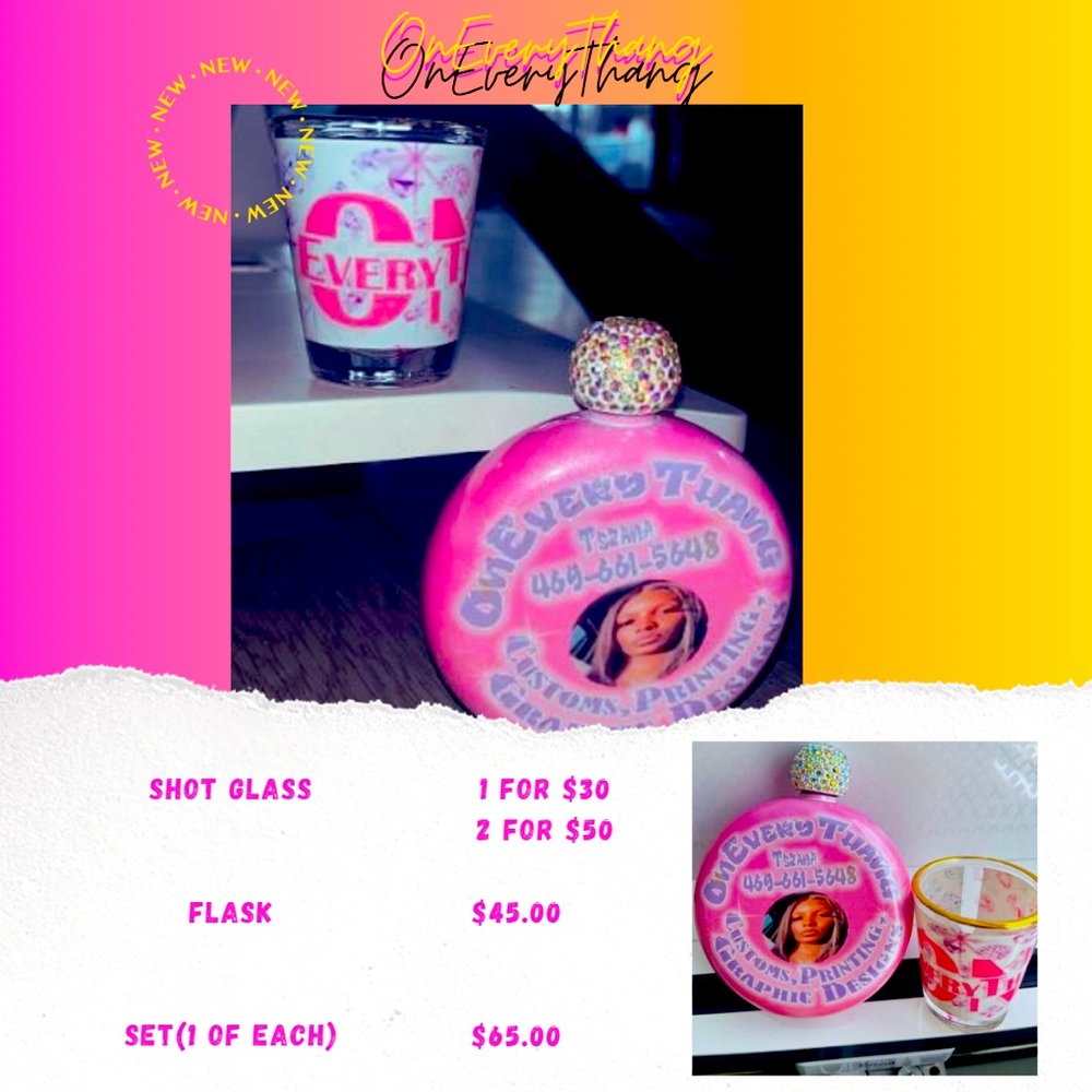 Custom Flask and shot glasses